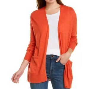 NWOT Madewell Open Front Pocketed Slub Cardigan Women's‎ Small Orange